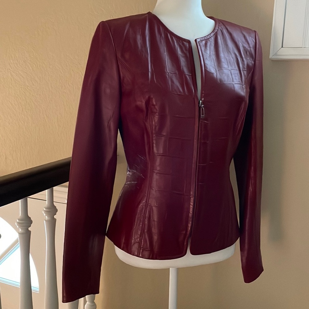 Leather croc embossed jacket